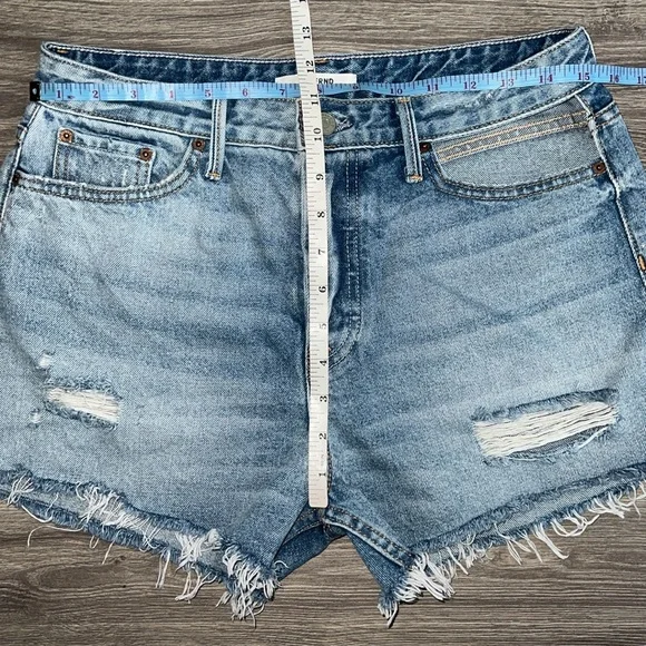 GRLFRND Helena High Rise Shorts Size 29 Breakout Cut Out Hip Blue Distressed 90s
